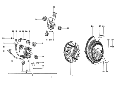 Flywheel magneto (specific parts for vehicles with electronic ignition and/or electrical starting)
